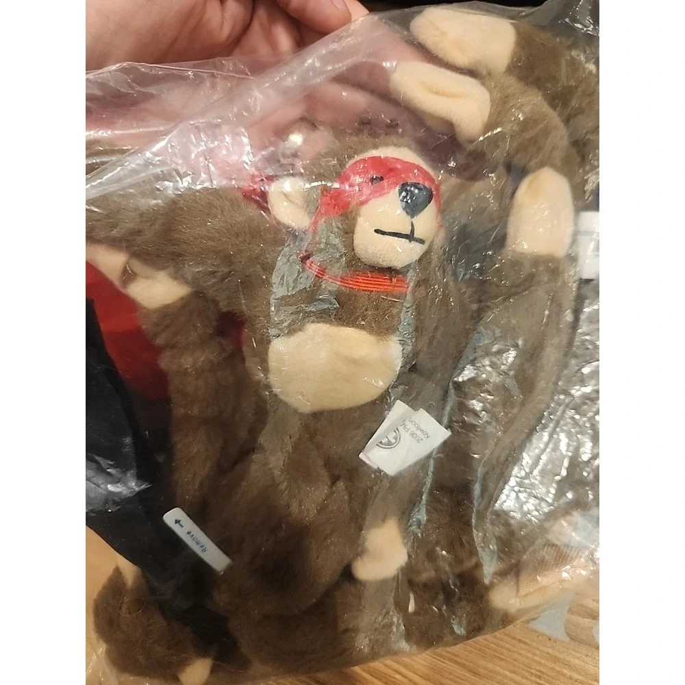 NEW Set Of 3 Flingshot Flying‎ Monkey Plush 2006 Red, Blue & Black Sealed